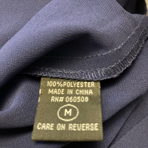 Sheer Navy Blouse w/ Gold Button Accents - Picture 5 of 7